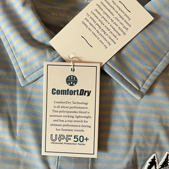 Bald Head Blues XL Striped Polo Heat Pressed Semi-Raised Logo UPF 50 Blue Gray - Picture 9 of 13